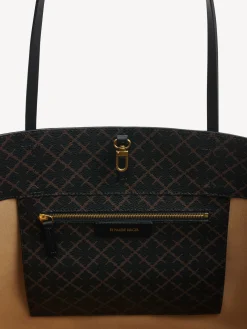 New By Malene Birger Abi tote bag med print DarkChokolate