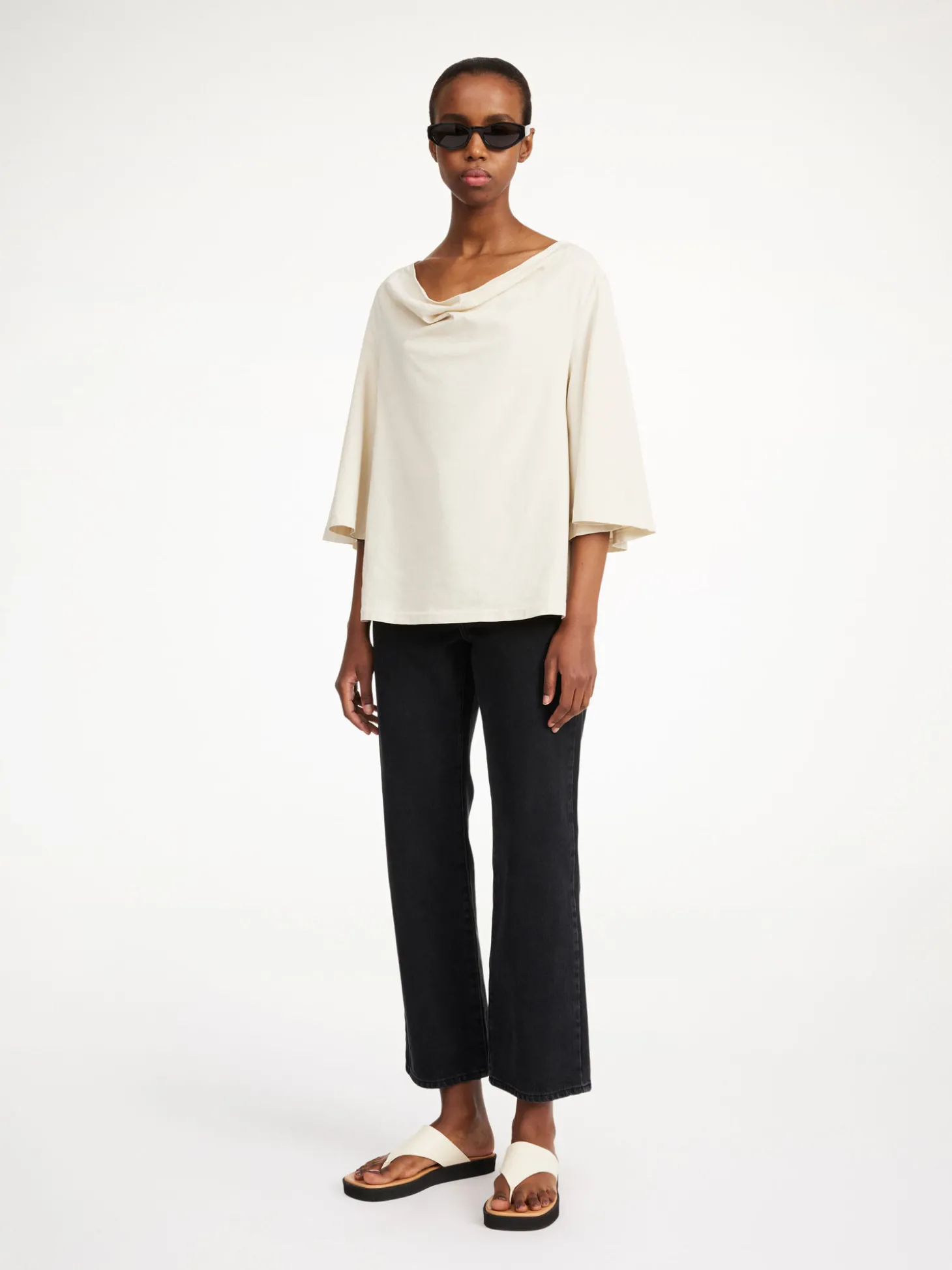 Outlet By Malene Birger Bryar T-shirt i bomuld OysterGray
