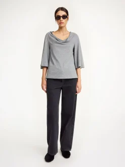 Fashion By Malene Birger Bryar T-shirt i bomuld GreyMelange
