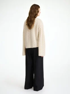 Fashion By Malene Birger Cierra sweater i kabelstrik OysterGray