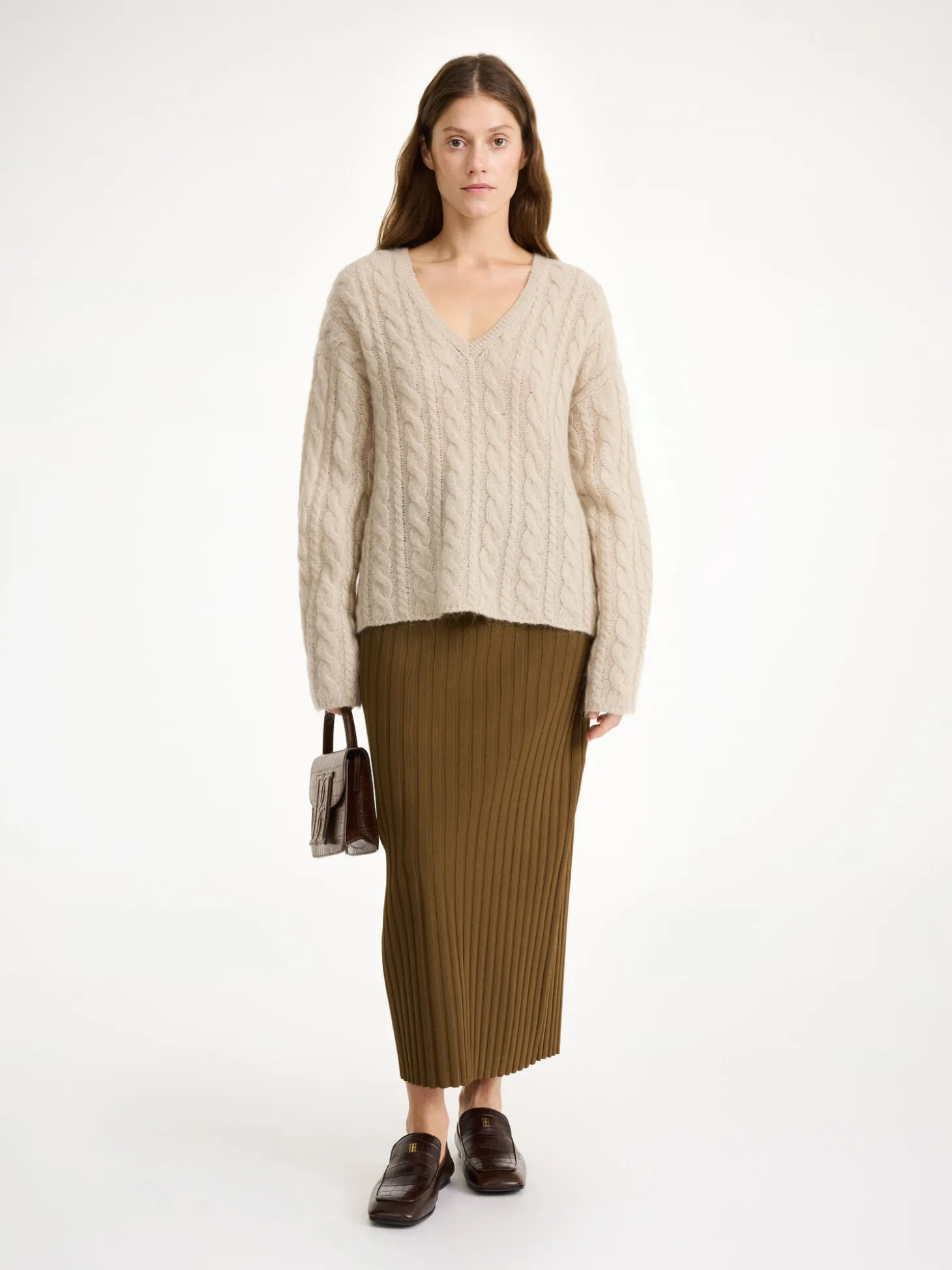Online By Malene Birger Cimone sweater i kabelstrik OysterGray