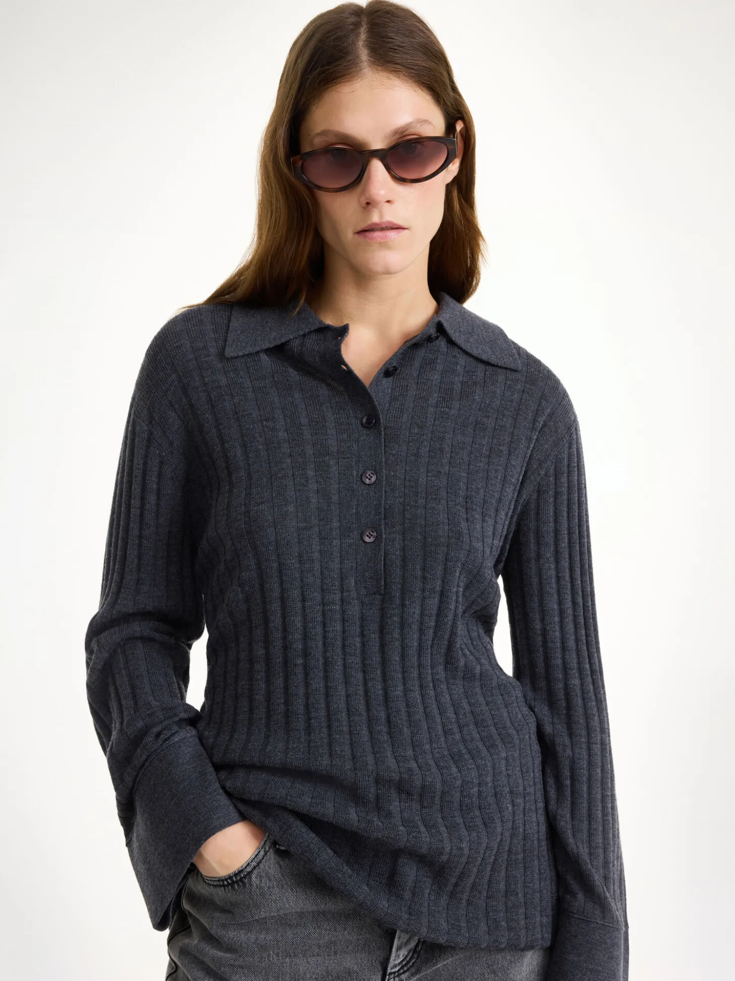 New By Malene Birger Delphine sweater i merinould Jetgrey