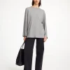 Fashion By Malene Birger Fayeh lang&aelig;rmet T-shirt GreyMelange