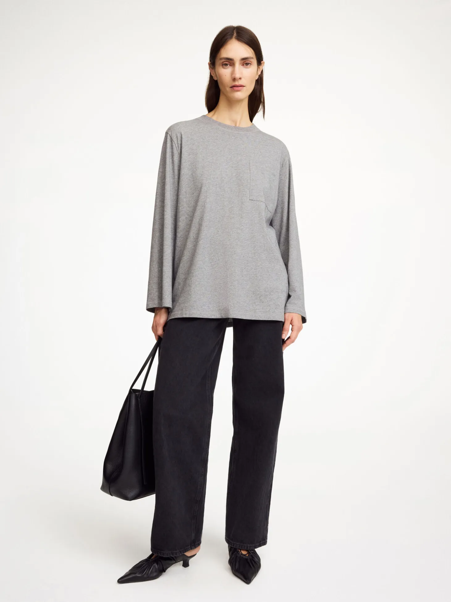 Fashion By Malene Birger Fayeh langærmet T-shirt GreyMelange