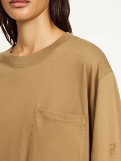 Best By Malene Birger Fayeh lang&aelig;rmet T-shirt LightBrown