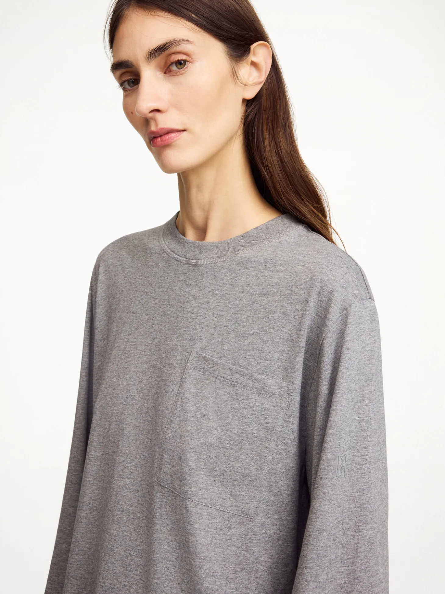 Fashion By Malene Birger Fayeh langærmet T-shirt GreyMelange