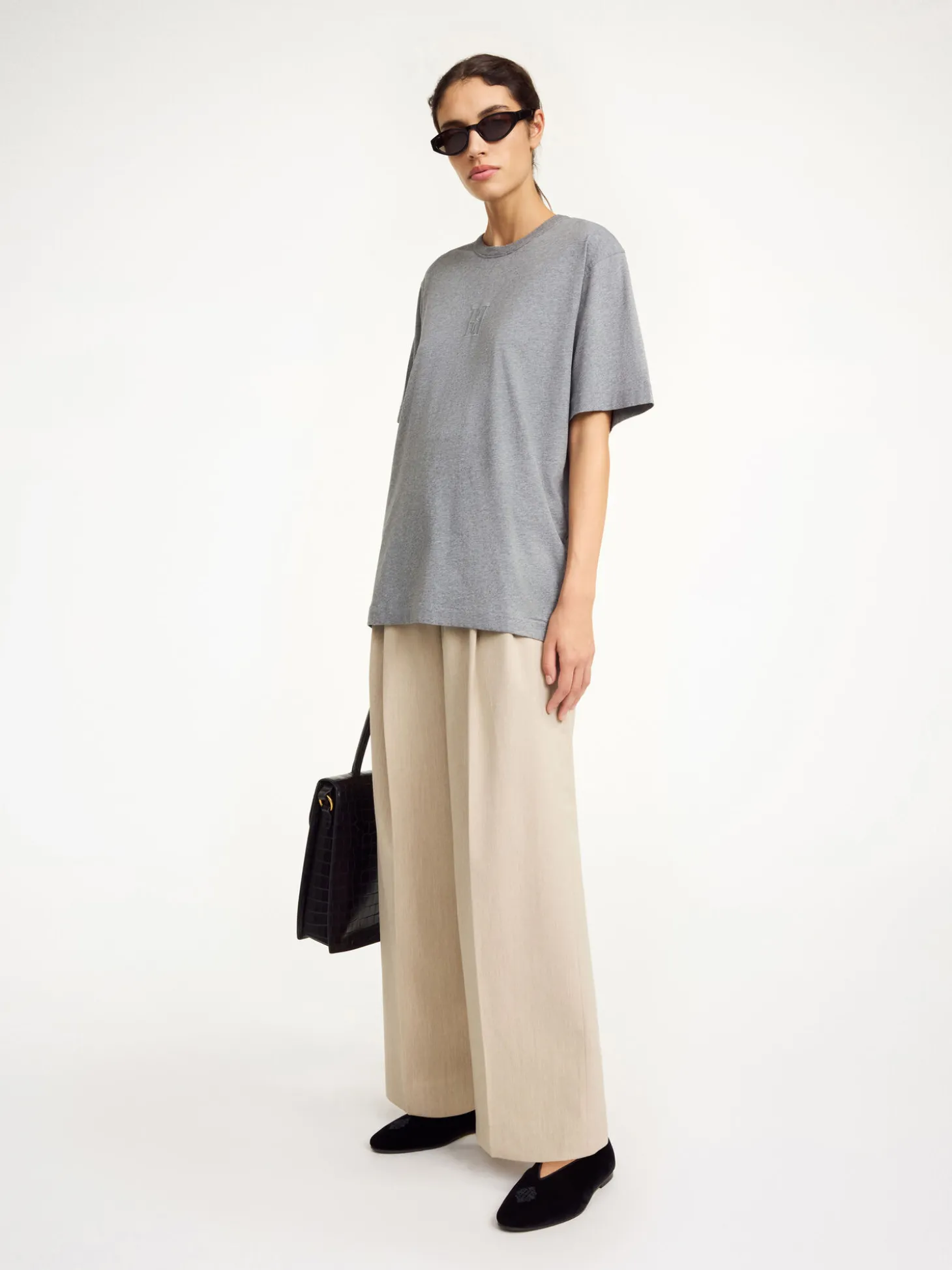 Online By Malene Birger Fayeh T-shirt i bomuld GreyMelange