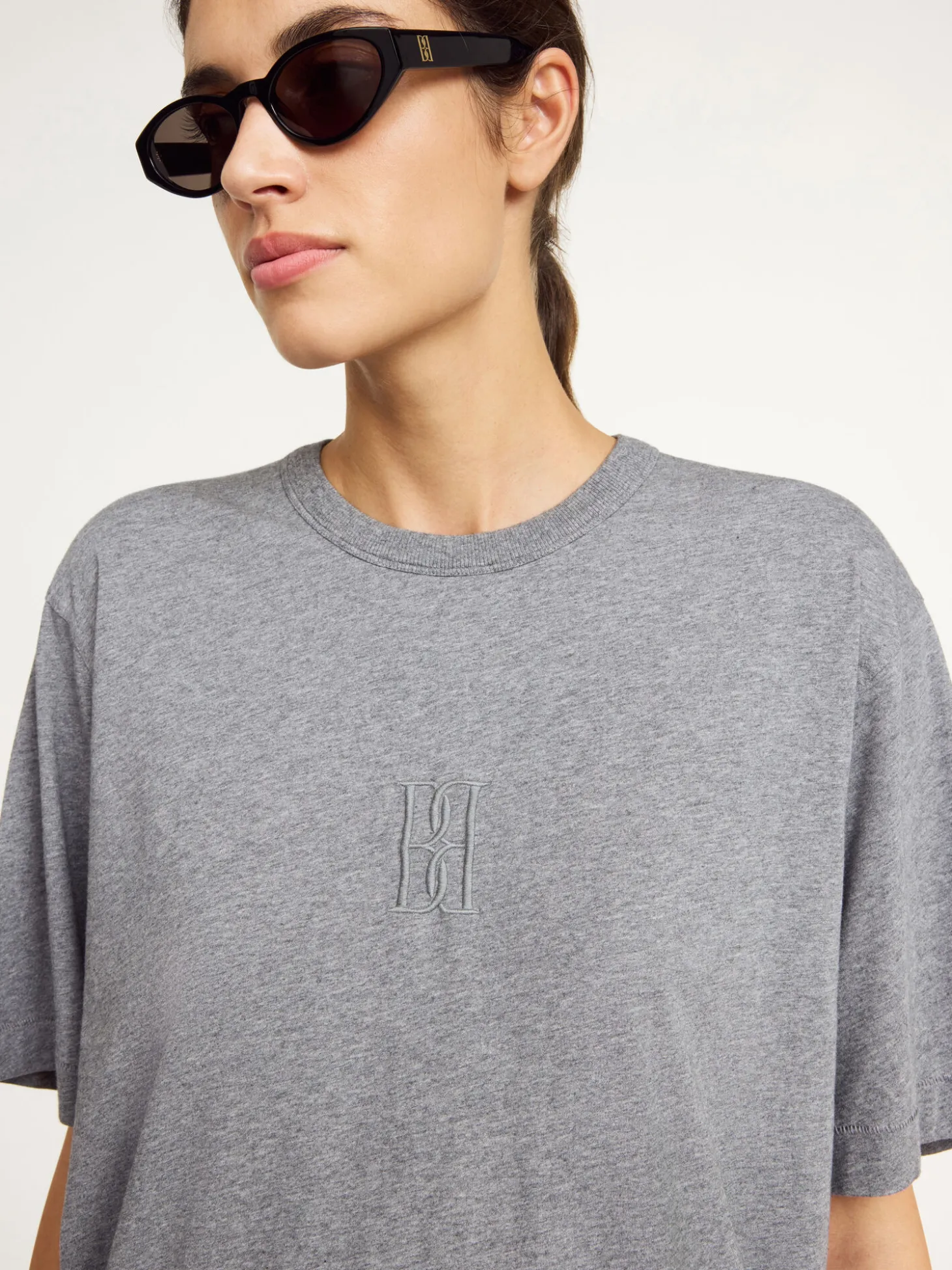 Online By Malene Birger Fayeh T-shirt i bomuld GreyMelange