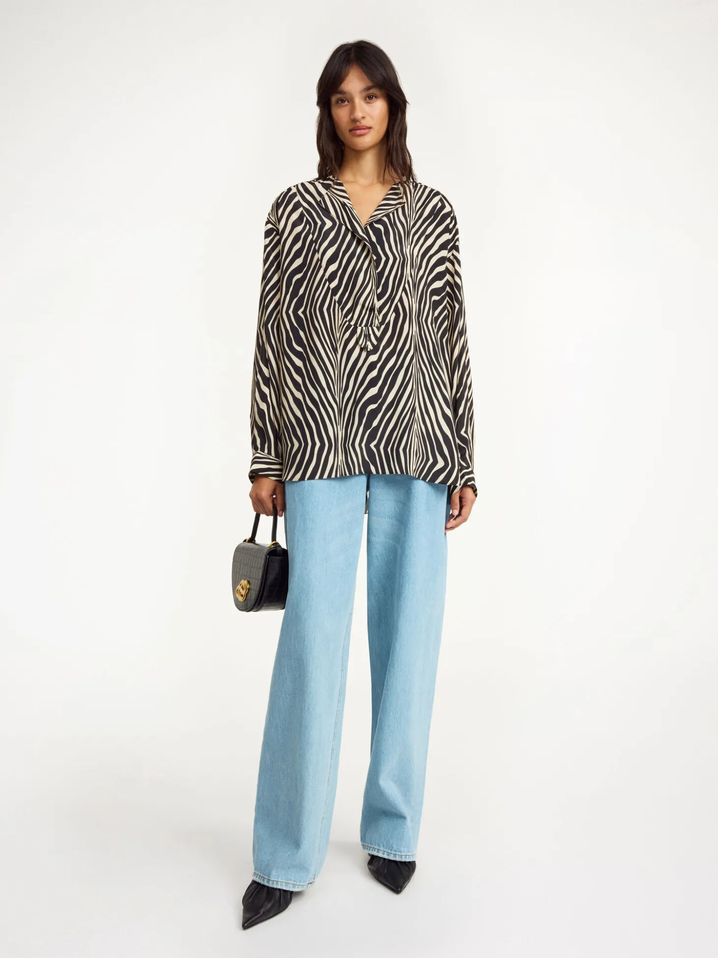 Clearance By Malene Birger Fayette skjorte i silkeblanding Zebra