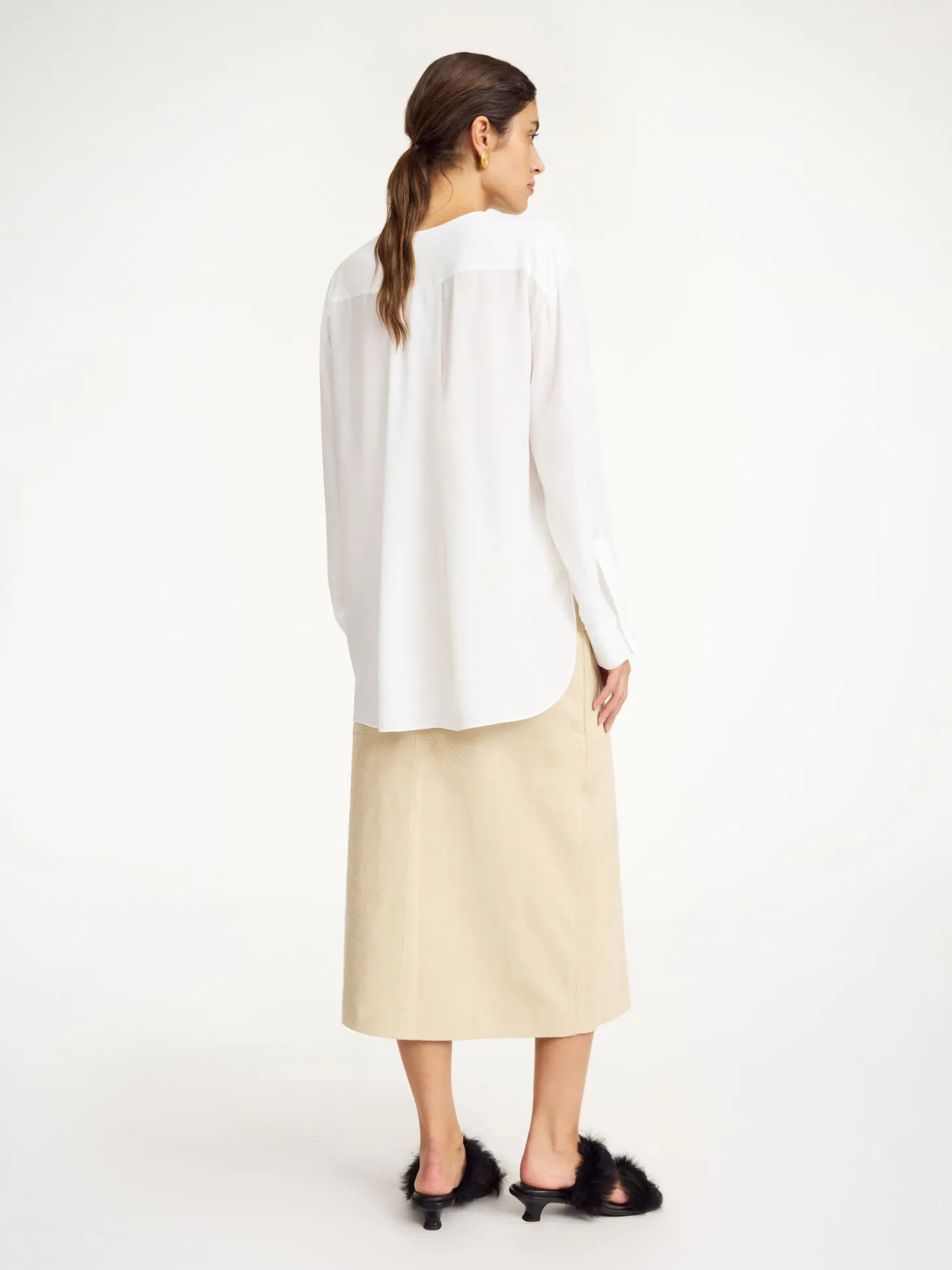 Clearance By Malene Birger Fayette skjorte i silkeblanding PureWhite