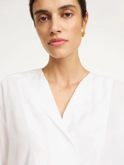 Clearance By Malene Birger Fayette skjorte i silkeblanding PureWhite