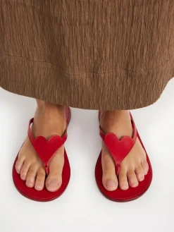 Clearance By Malene Birger Ladina l&aelig;dersandaler JesterRed