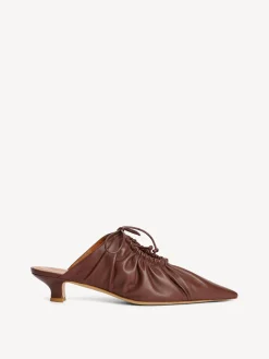 Hot By Malene Birger Masey mules i læder DarkMahogany