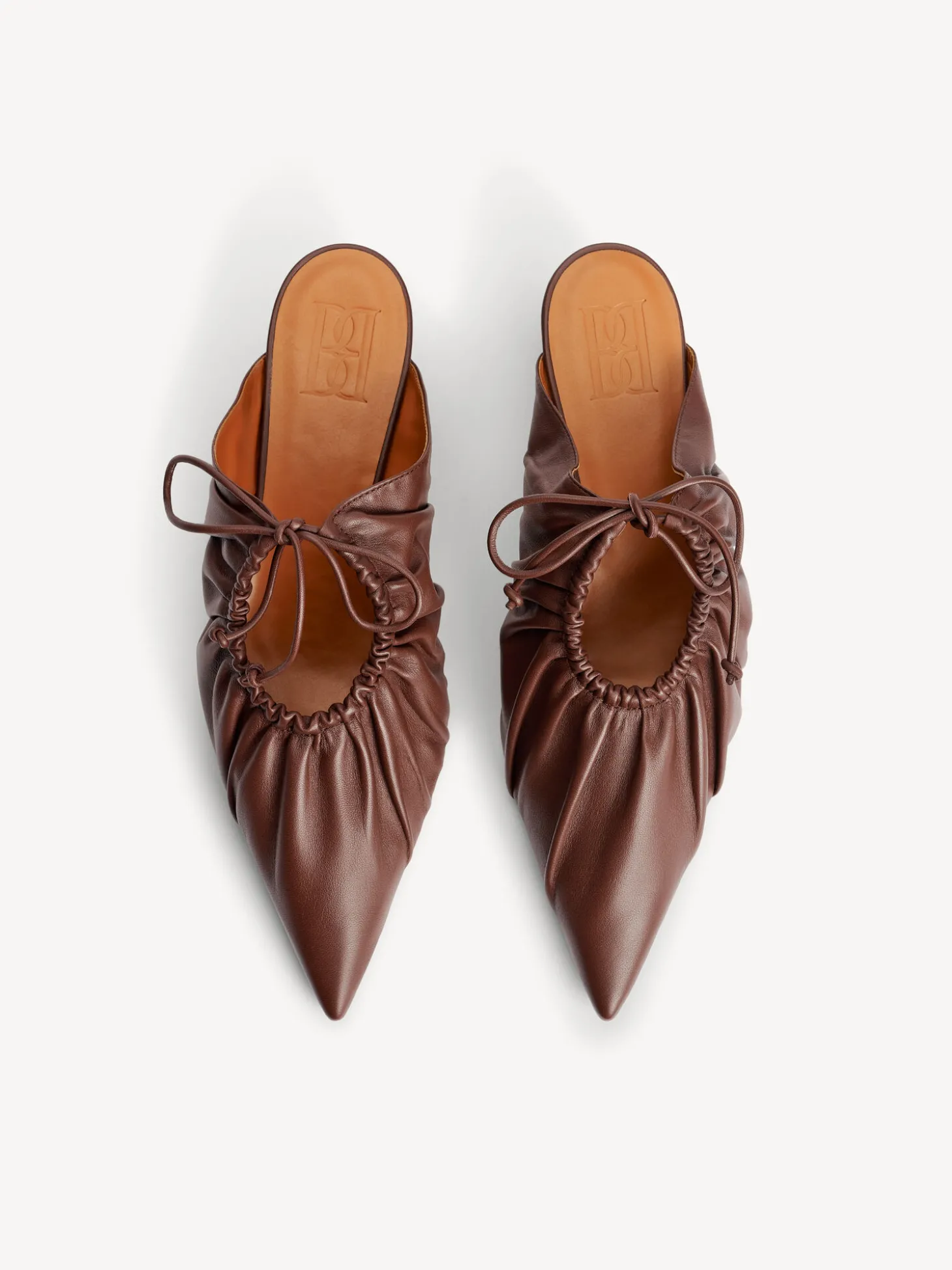 Hot By Malene Birger Masey mules i læder DarkMahogany