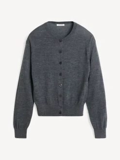 Online By Malene Birger Montie cardigan i merinould Jetgrey