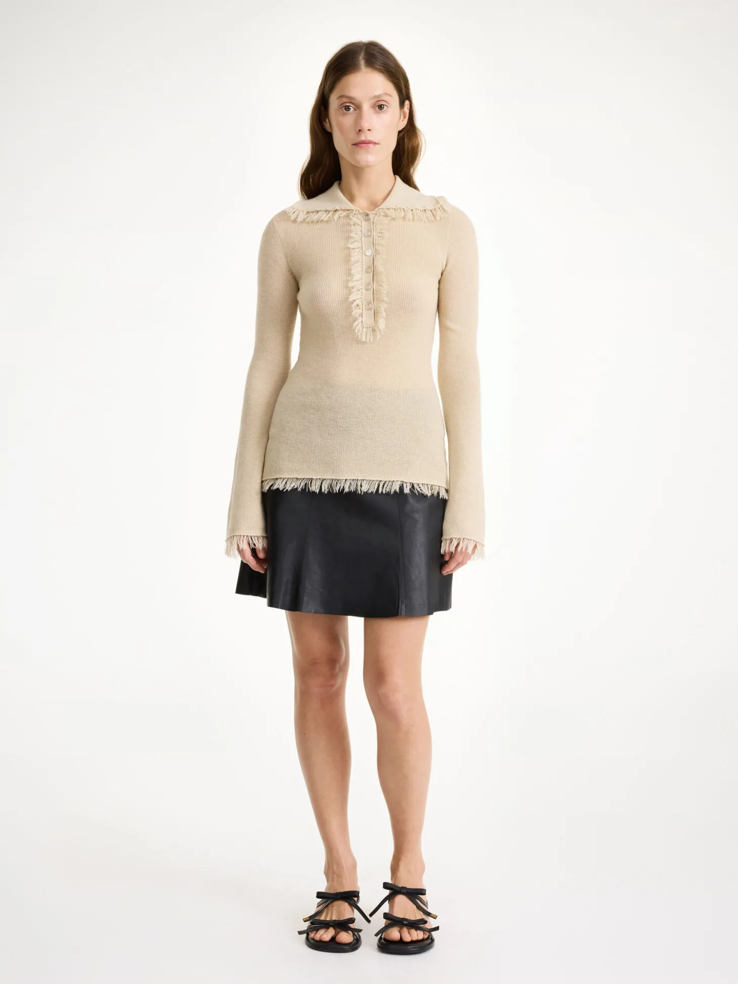 Hot By Malene Birger Naommi mininederdel i læder Black