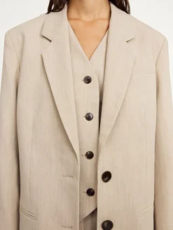 Fashion By Malene Birger Ophie enkeltradet blazer BeigeMelange