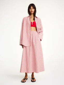 Discount By Malene Birger Pheobes nederdel i økologisk bomuld RedWhiteStripes