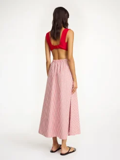 Discount By Malene Birger Pheobes nederdel i &oslash;kologisk bomuld RedWhiteStripes