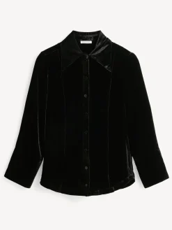 New By Malene Birger Rosiannas fløjlsskjorte Black