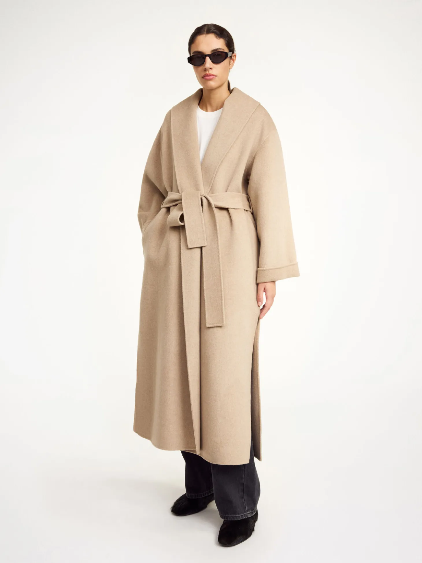Sale By Malene Birger Trullem uldfrakke GreyBrownMelange