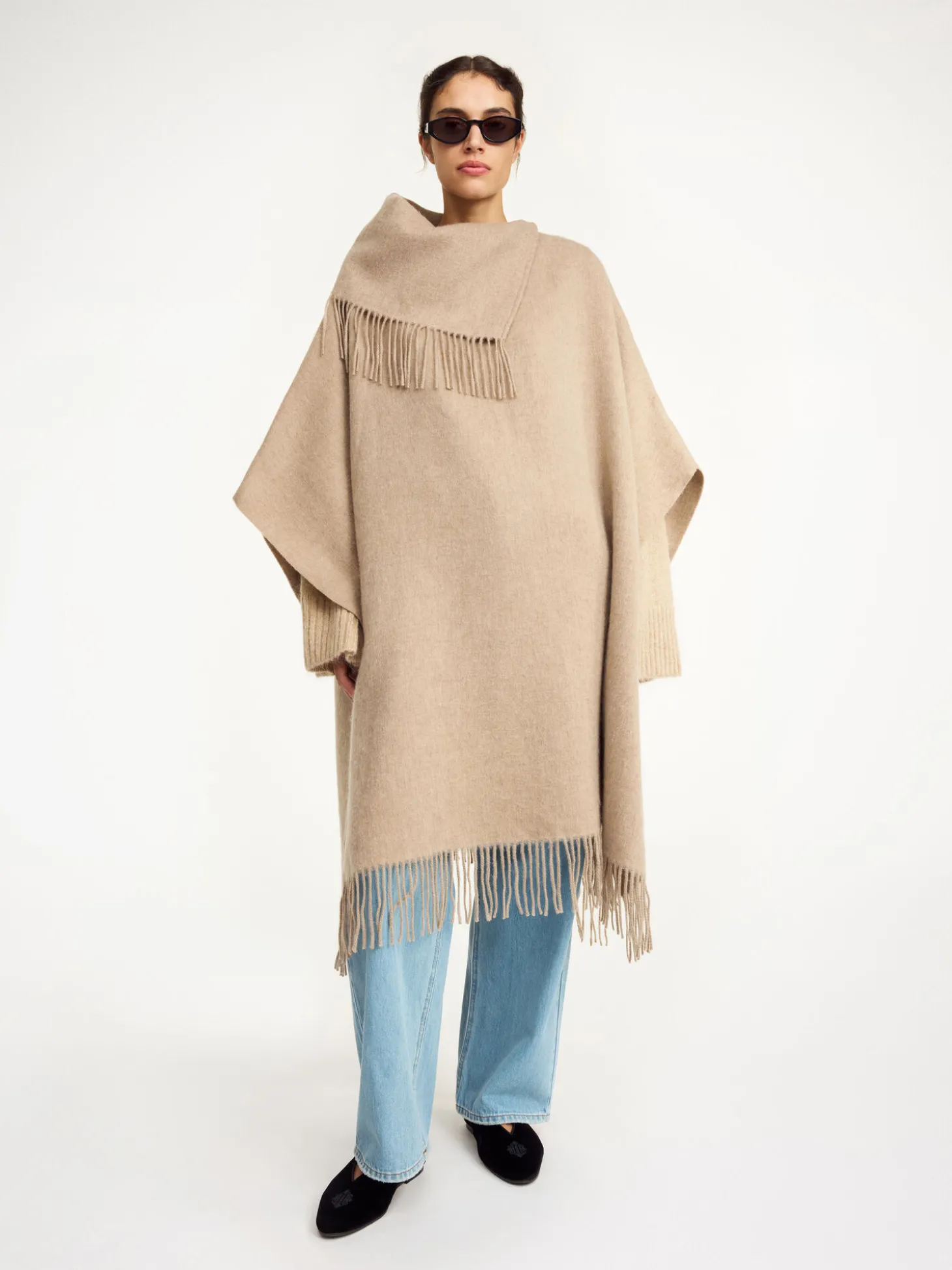 New By Malene Birger Turtlo uldponcho GreyBrownMelange
