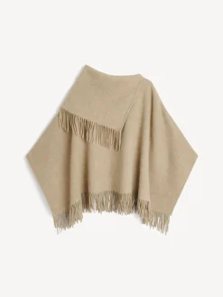 Best By Malene Birger Turtma poncho i uld GreyBrownMelange