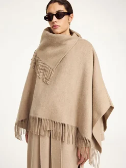 Best By Malene Birger Turtma poncho i uld GreyBrownMelange